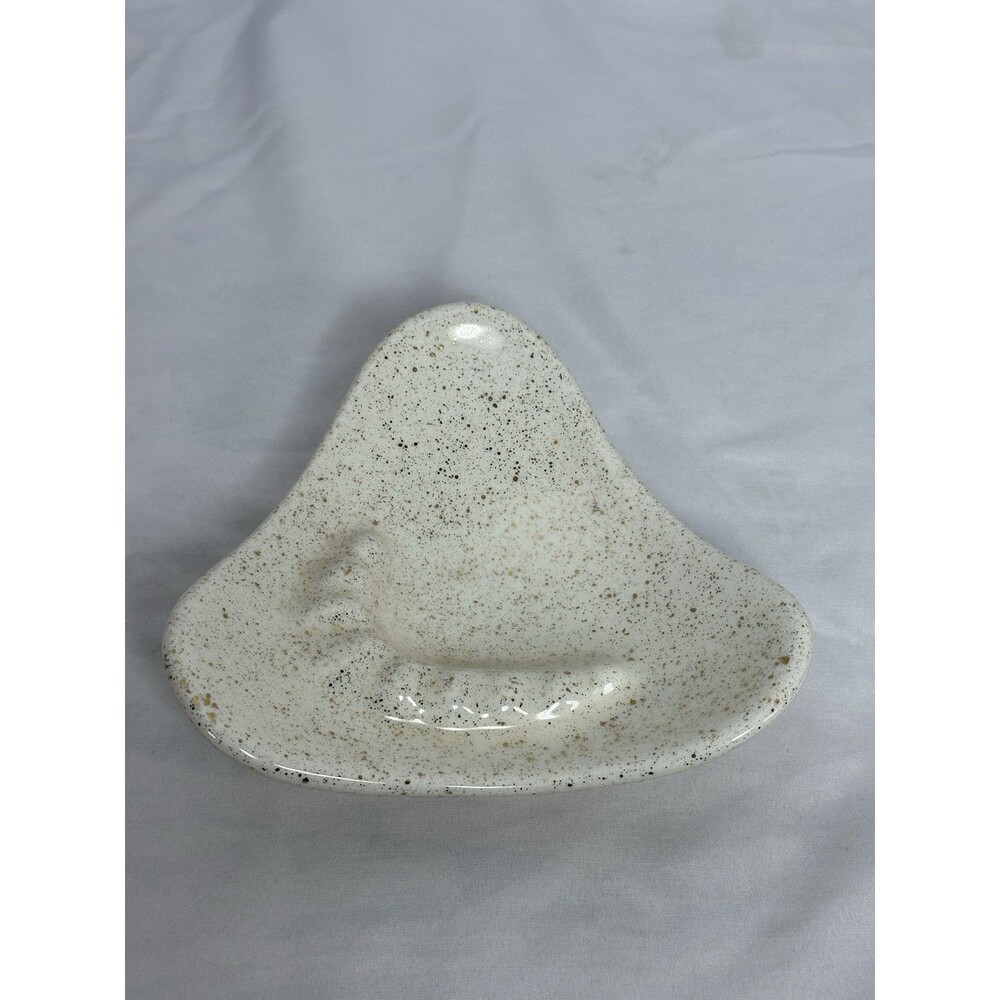 Vintage White & Gold Sprinkled (70's) MCM Atomic Boomerang Ashtray Ash Tray